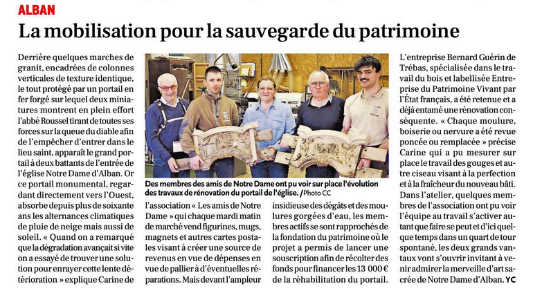 Article La Depeche Travaux ND d'Alban